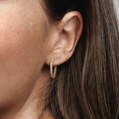 Gold Pavé Hoop Earrings