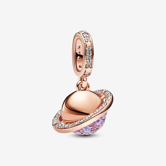 Planet Saturn Rose Gold Charm