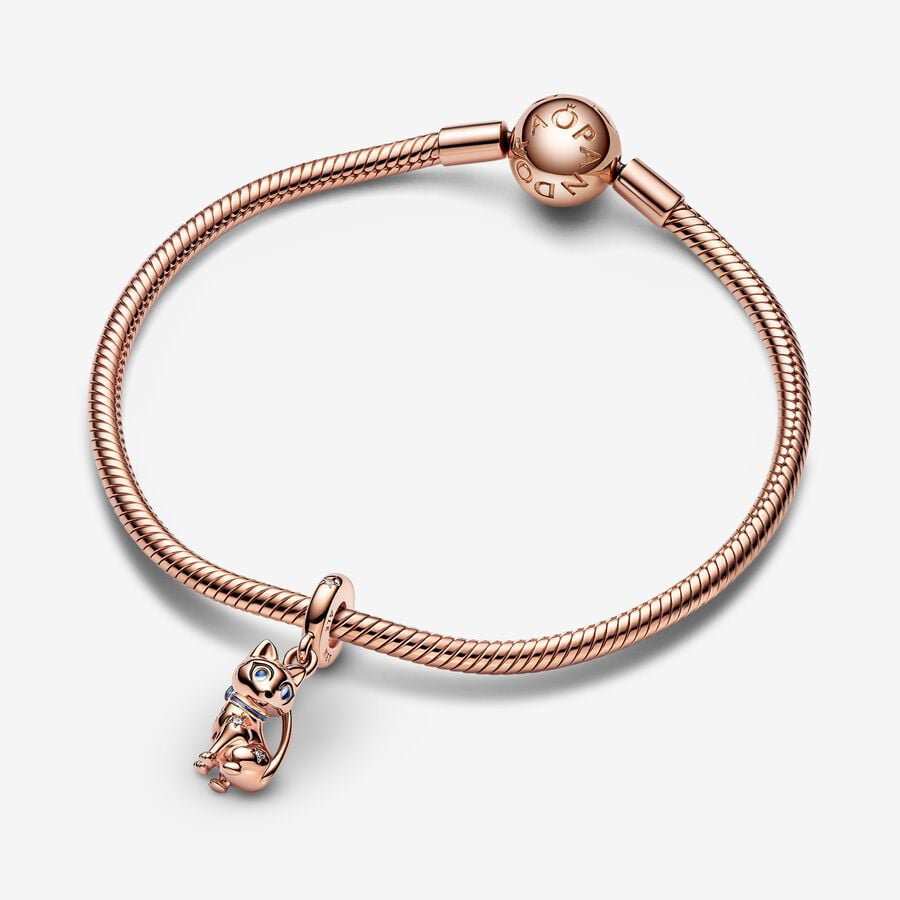 Sparkling Rose Gold Cat Charm