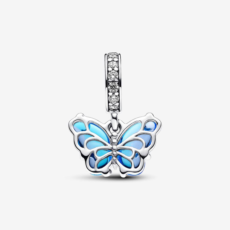 Blue Glass Butterfly Charm