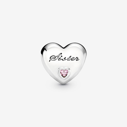 Sister Pink Heart Charm