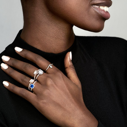 Rose Gold White Sparkling Heart Ring