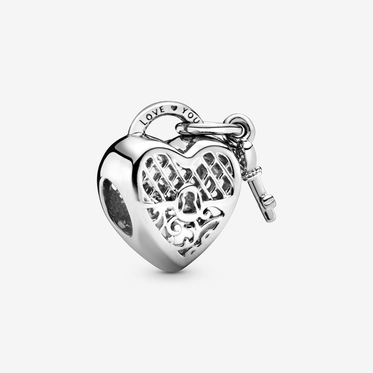 Love You Heart Padlock Charm