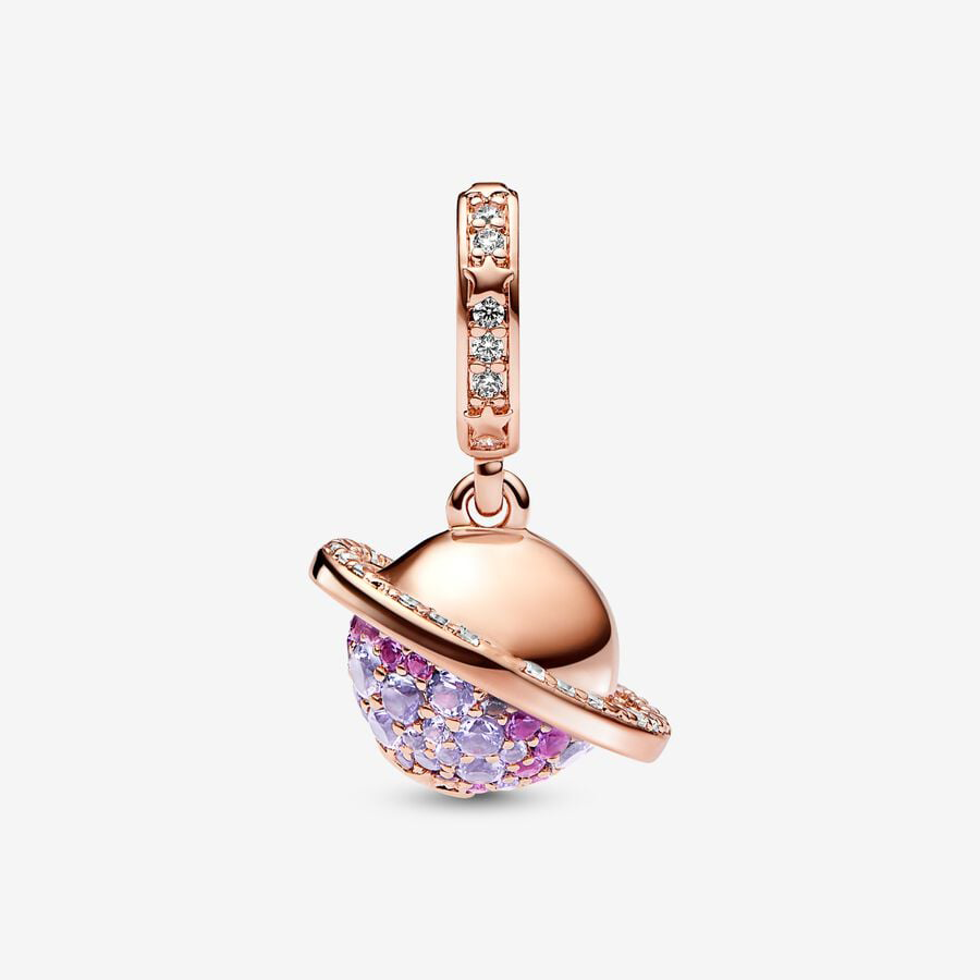 Planet Saturn Rose Gold Charm