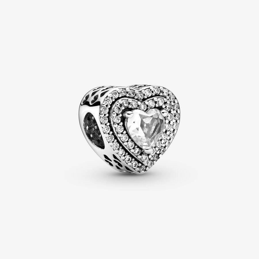 Sparkling clear Heart Charm