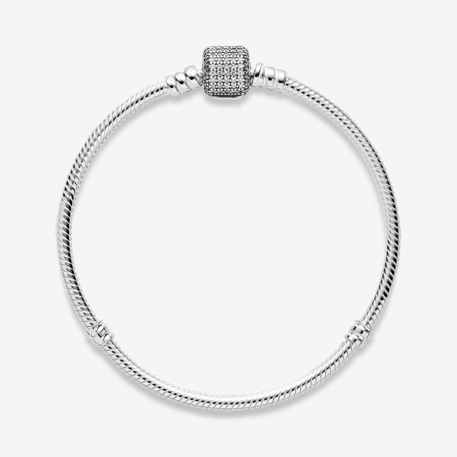 Moments Sparkling Pavé Clasp Snake Chain Bracelet