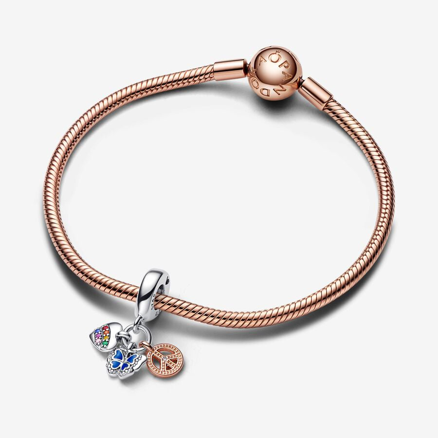 Heart, Butterfly & Peace Charm