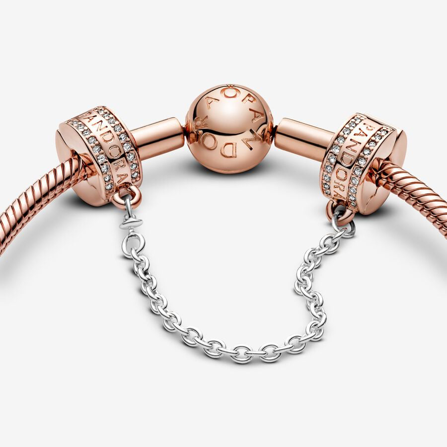 Rose gold logo safety chain