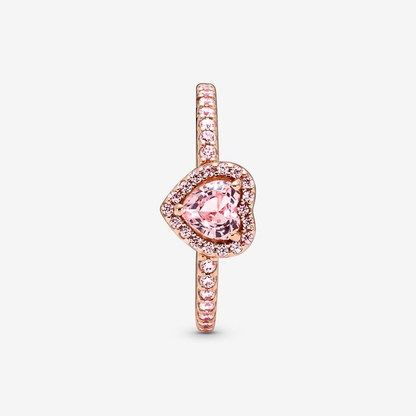 Rose Gold Sparkling Pink Heart Ring