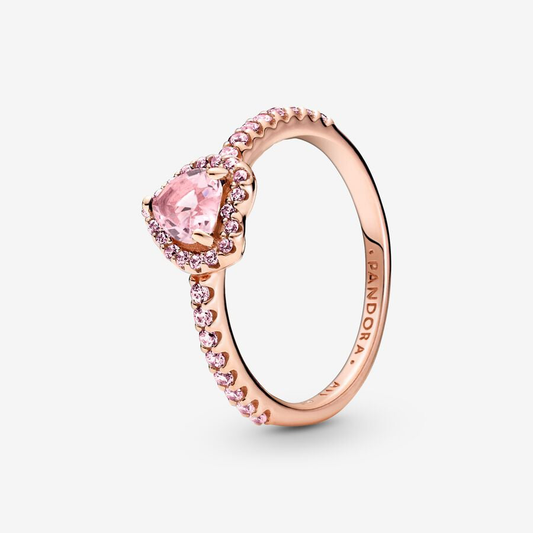 Rose Gold Sparkling Pink Heart Ring