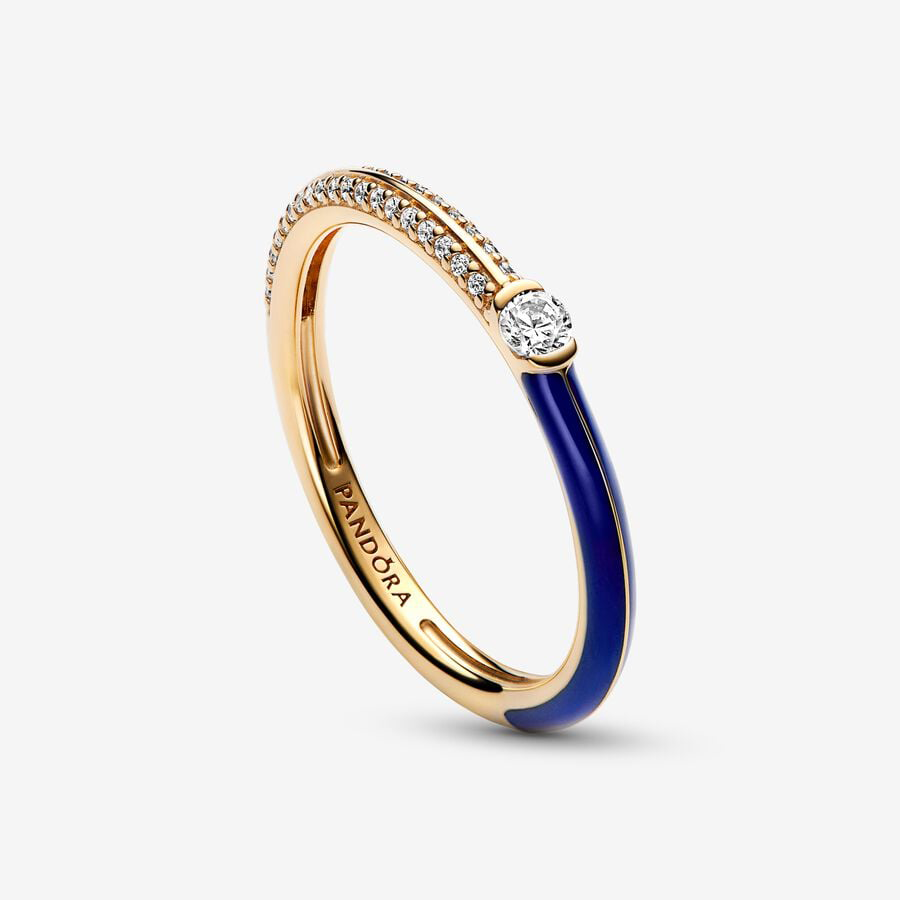 Gold & Blue Pavé Ring