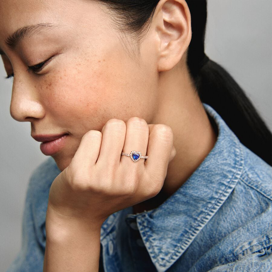 Rose Gold Blue Heart Ring