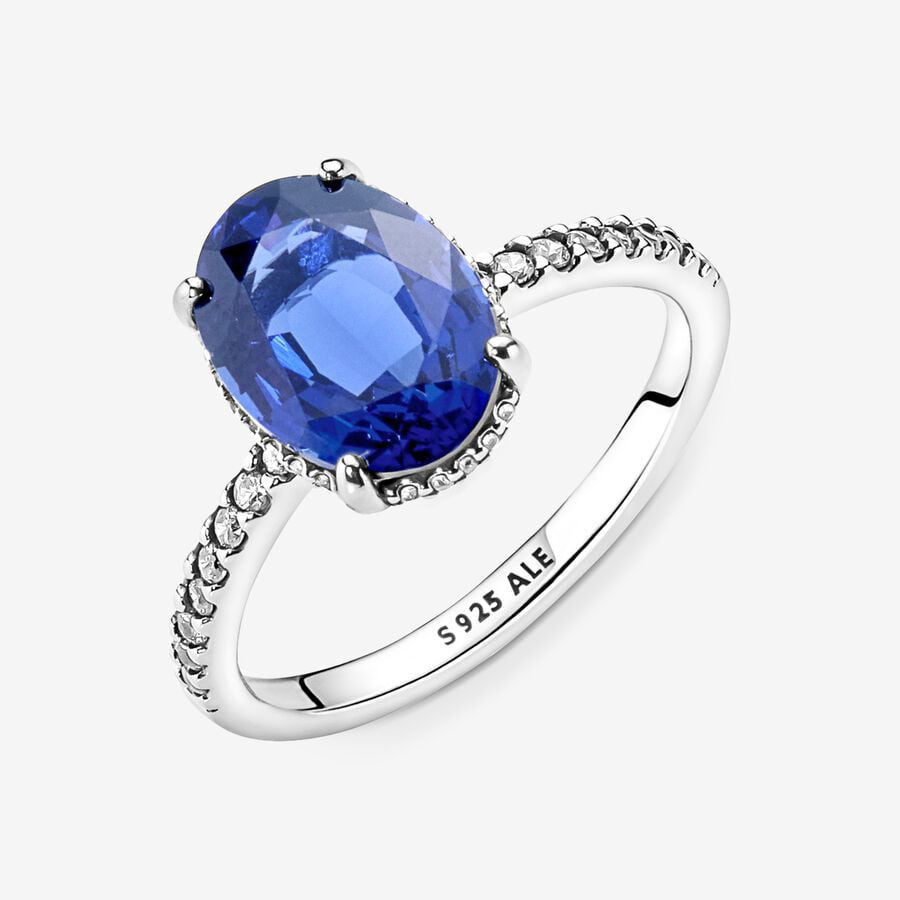 Blue Oval Sparkling Ring