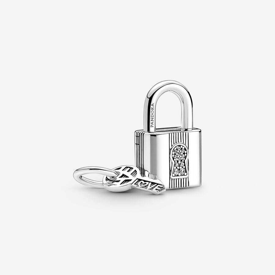 Silver Padlock & Key Charm