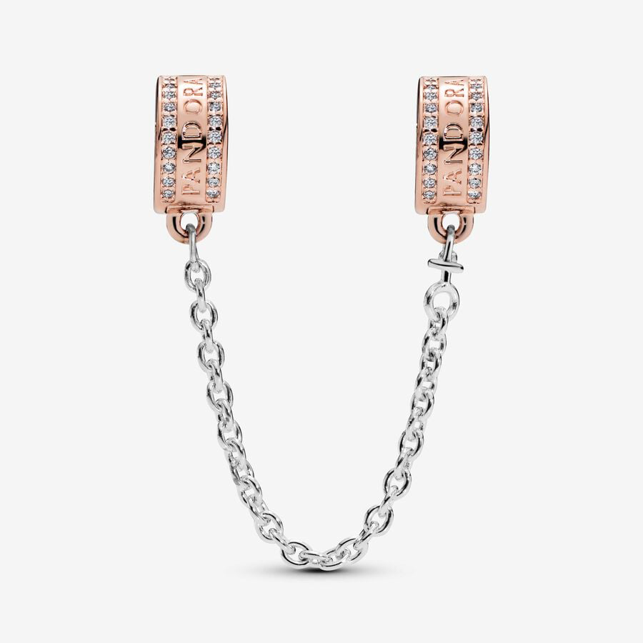 Rose gold logo safety chain