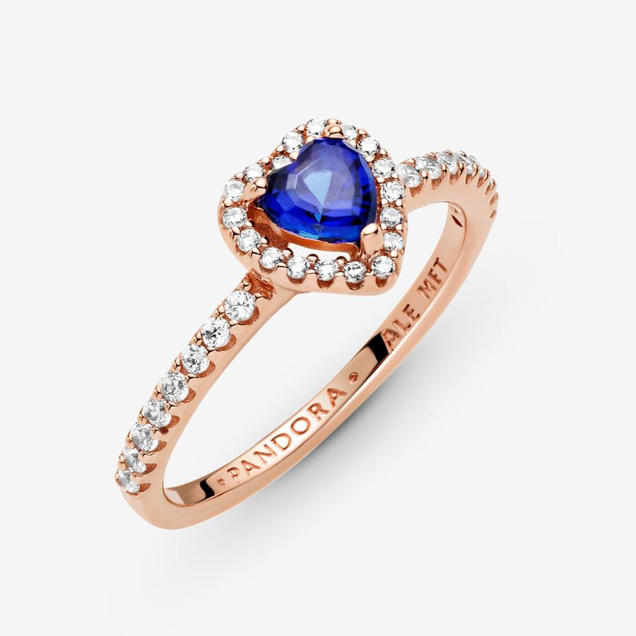 Rose Gold Blue Heart Ring