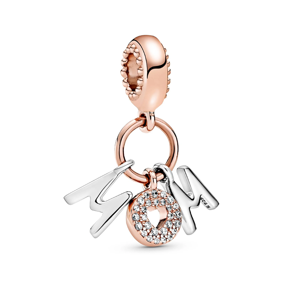 Rose Gold Mom Heart Letters Charm