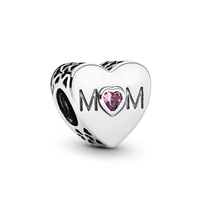 Mom Pink Heart Charm