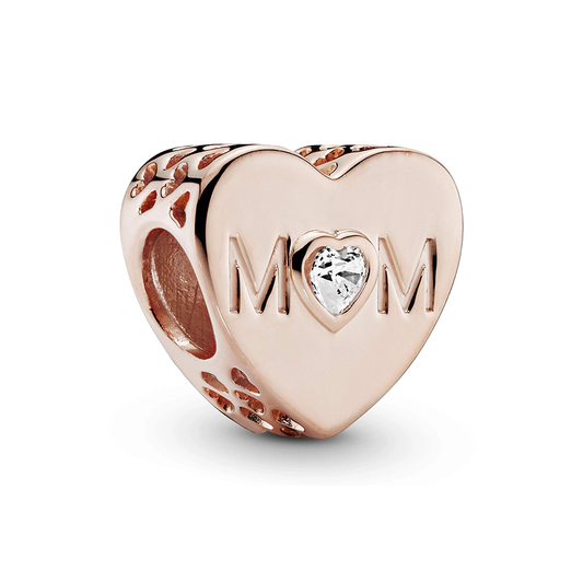 Rose Gold Mom Heart Charm