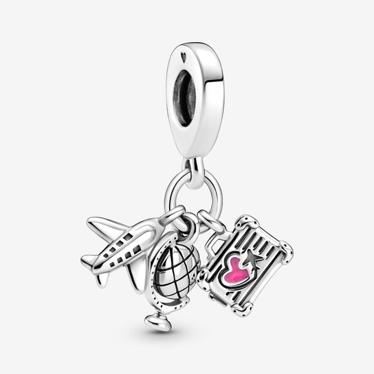 Airplane Globe Suitcase Charm