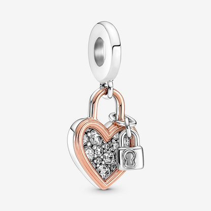 Heart Rose Gold Padlock Charm