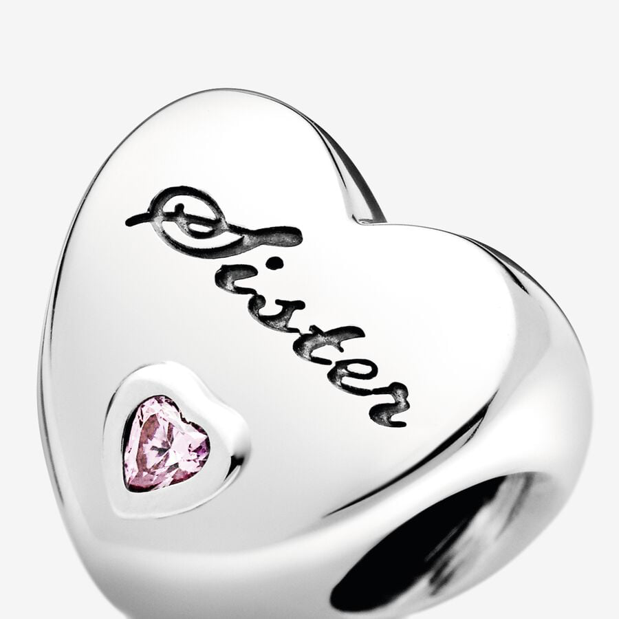 Sister Pink Heart Charm