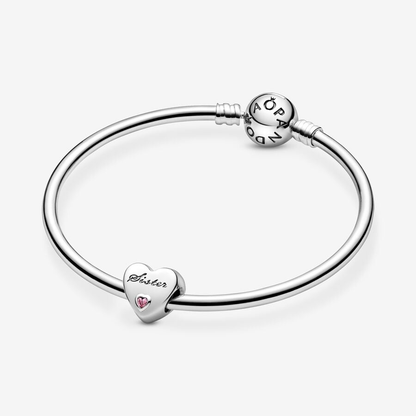 Sister Pink Heart Charm