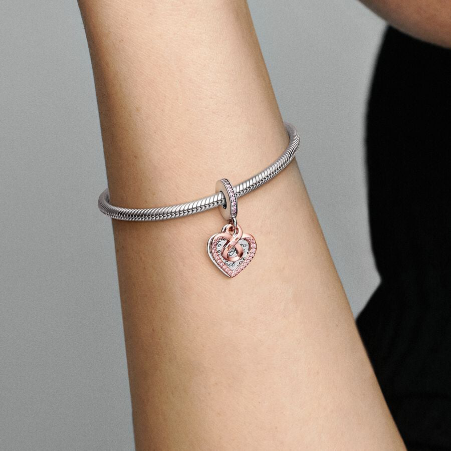 Infinity Mum Heart Rose Gold Charm