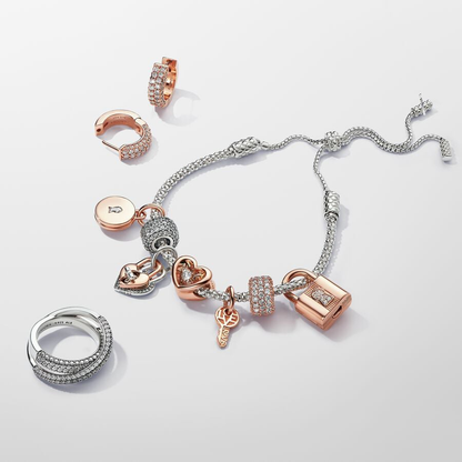 Rose Gold Padlock & Key Charm