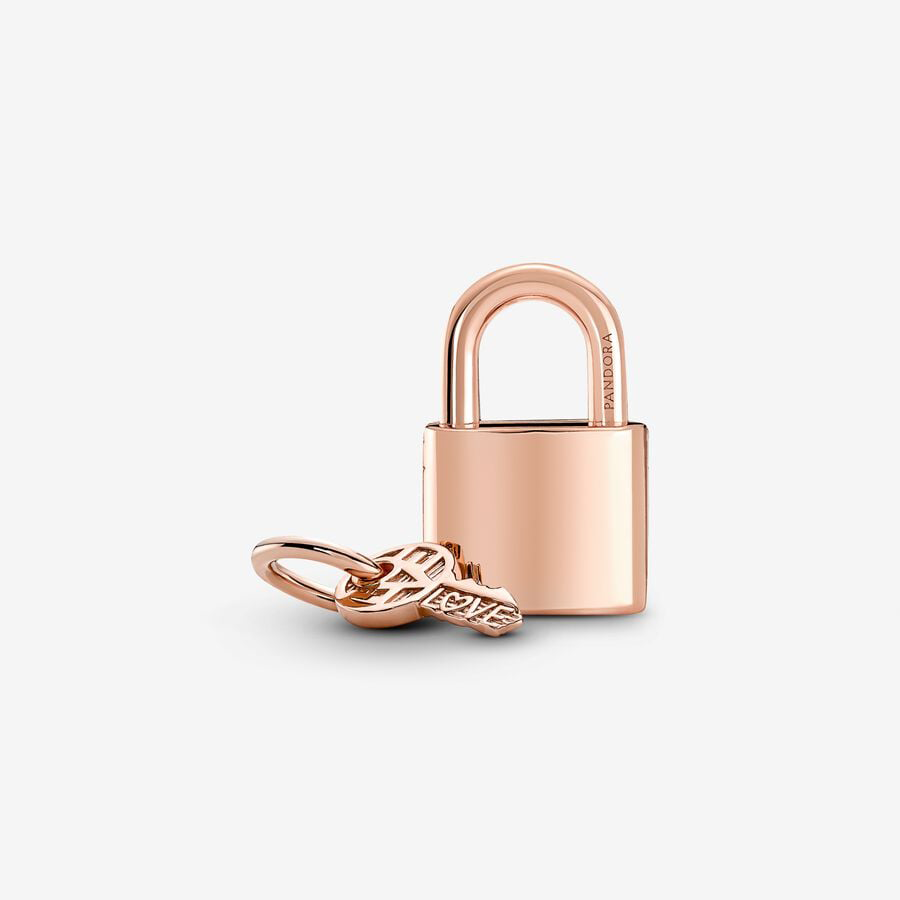 Rose Gold Padlock & Key Charm