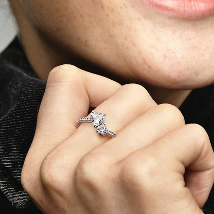 White Double Heart Ring