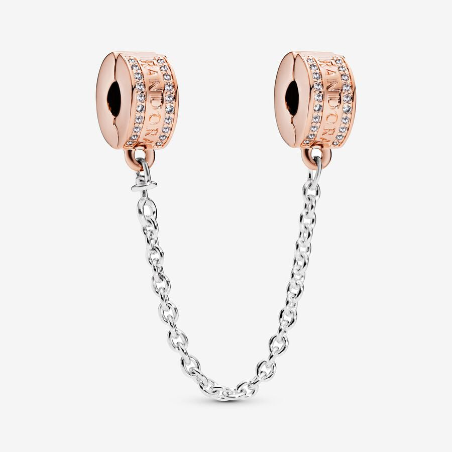 Rose gold logo safety chain