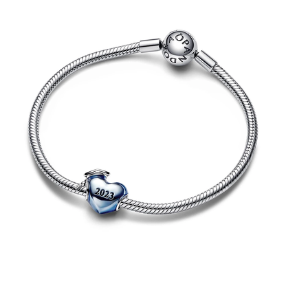 Blue Graduation Heart Charm