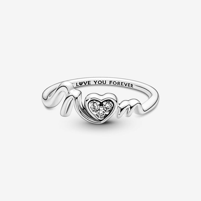 Mom White Heart Ring