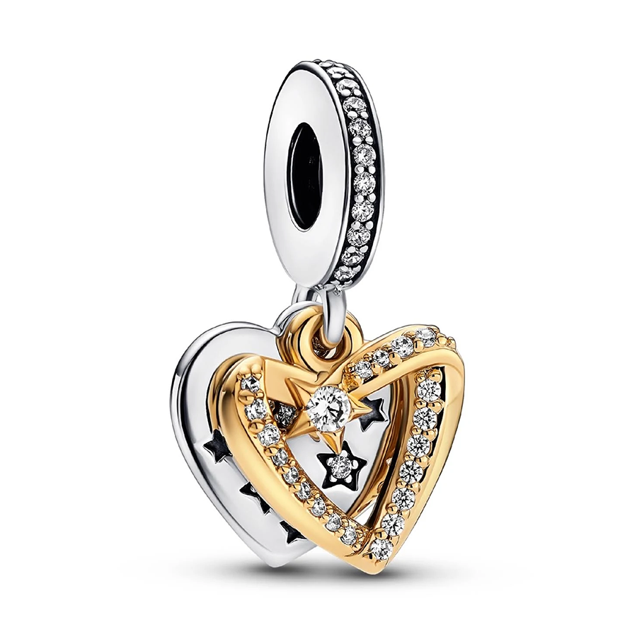 Gold Shooting Star Heart Charm