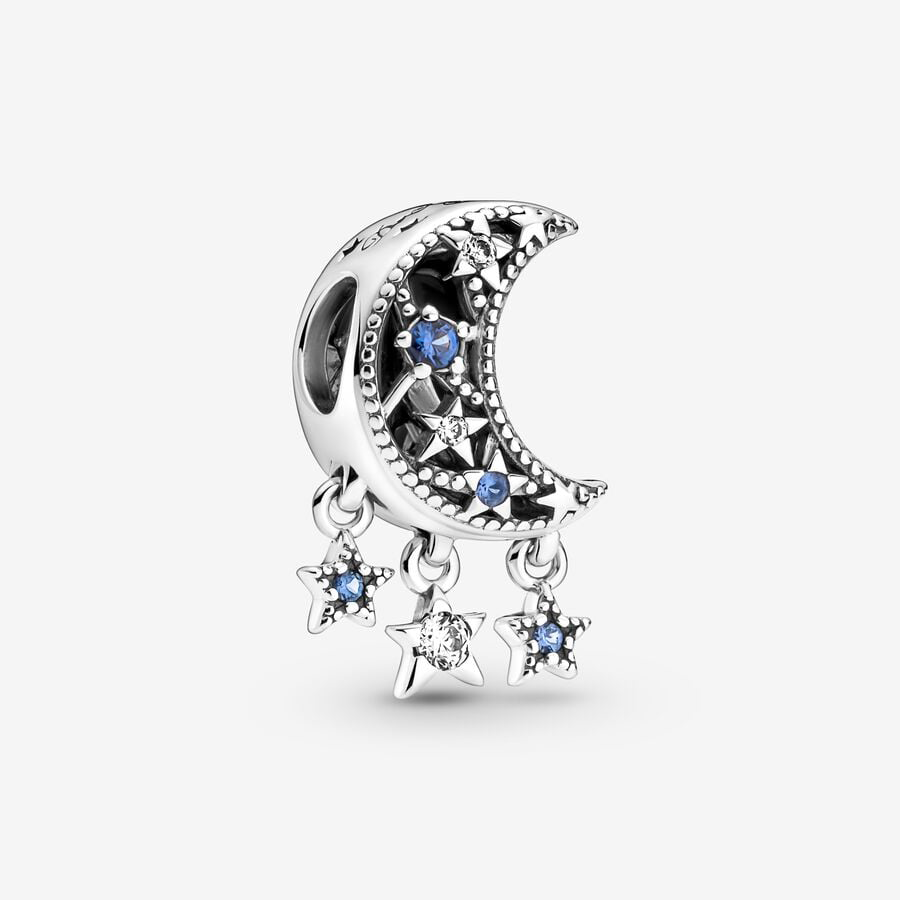 Half Moon & Stars Silver Charm