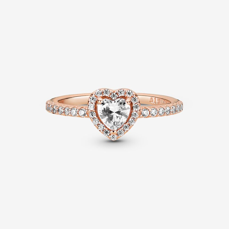 Rose Gold White Sparkling Heart Ring