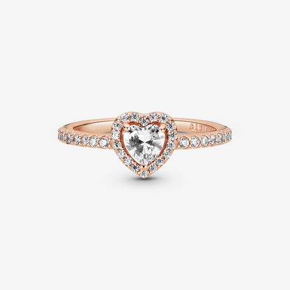 Rose Gold White Sparkling Heart Ring