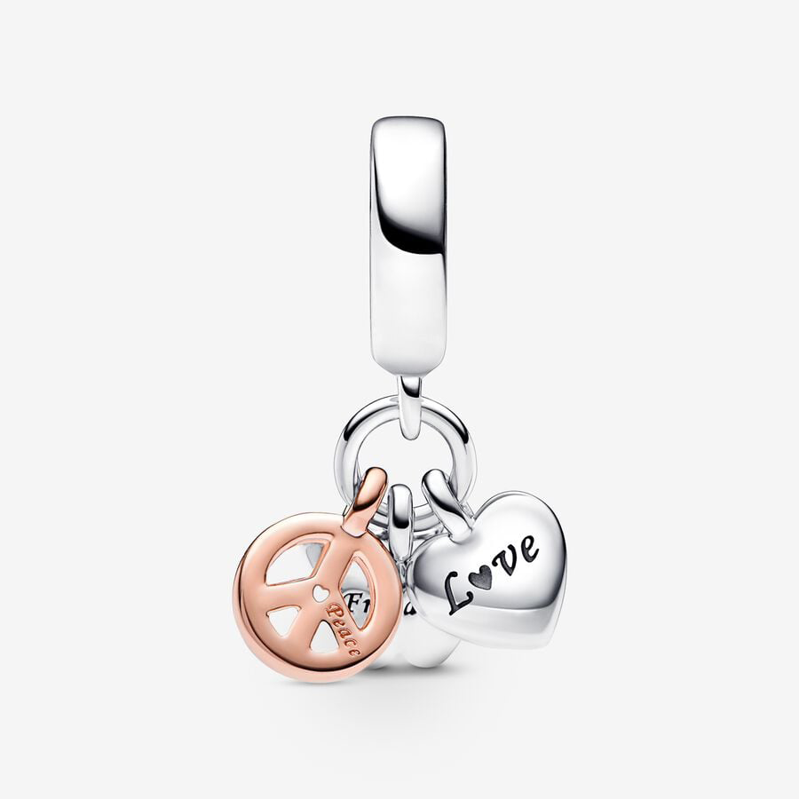 Heart, Butterfly & Peace Charm