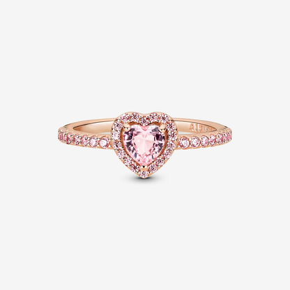 Rose Gold Sparkling Pink Heart Ring