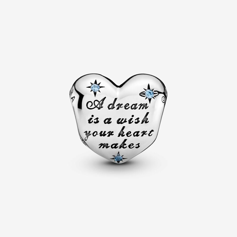 Cinderella Heart Silver Charm