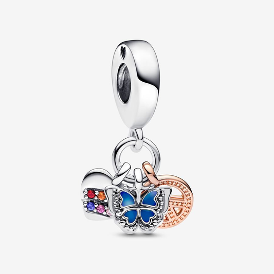 Heart, Butterfly & Peace Charm