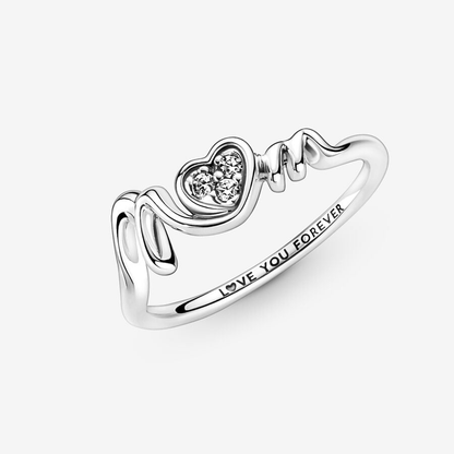 Mom White Heart Ring