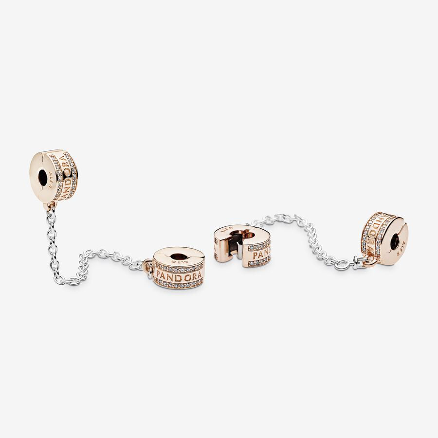 Rose gold logo safety chain