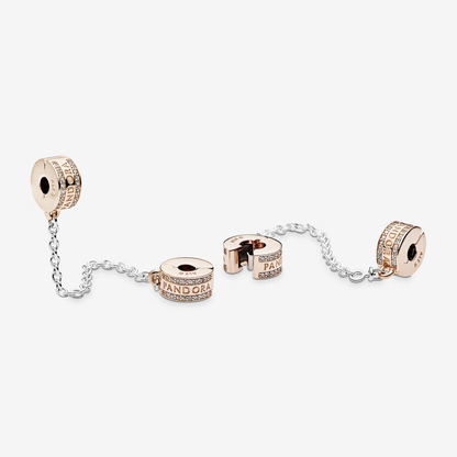 Rose gold logo safety chain