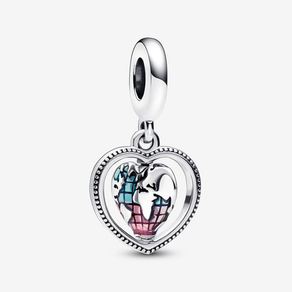 Family Spinning Heart Globe Charm