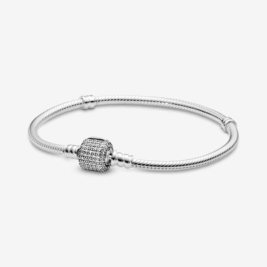 Moments Sparkling Pavé Clasp Snake Chain Bracelet