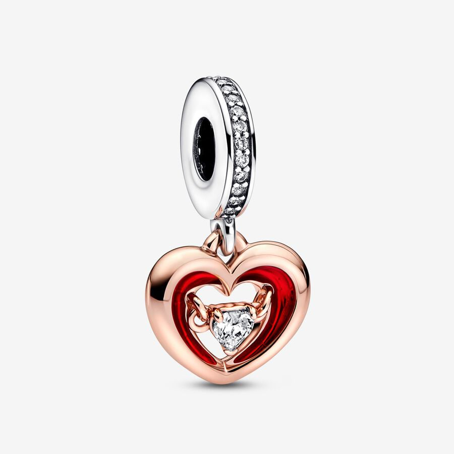 Rose Gold Red Heart Charm