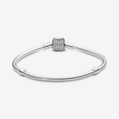 Moments Sparkling Pavé Clasp Snake Chain Bracelet