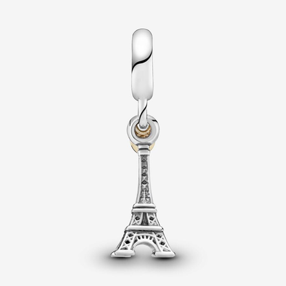 Silver Eiffel Tower with Gold Heart Charm